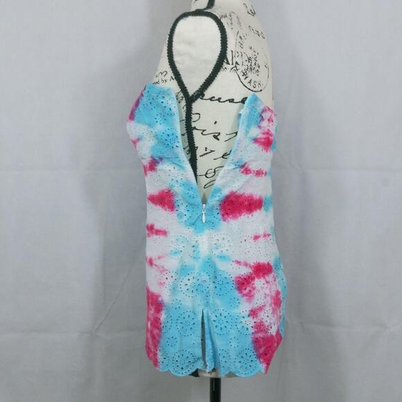 J.Crew Tie Dye  Scalloped lace Strapless Top Size 2 - Picture 3 of 5